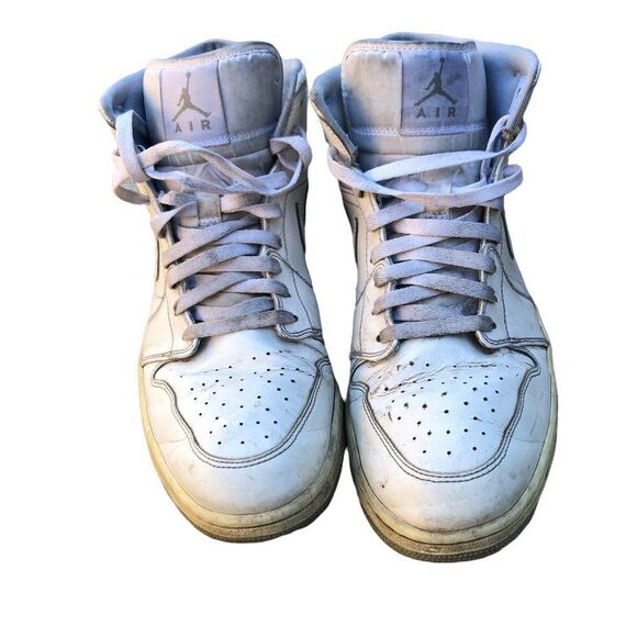 BEATER 2015 Nike Air Jordan 1 Mid White Wolf Grey Size 14 - Picture 12 of 16